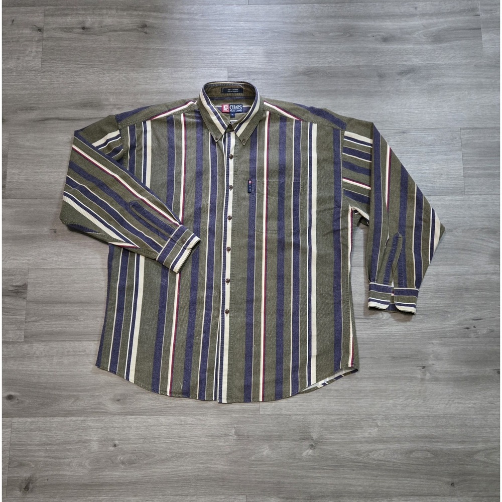 Vintage Chaps Ralph Lauren Shirt Mens XL Multicolor Stripe Pocket Button Down